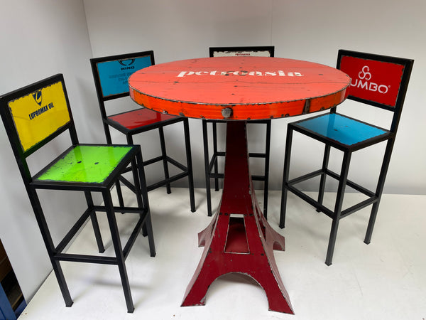 Eiffel Tower Table + 4 High Back Stools Combo